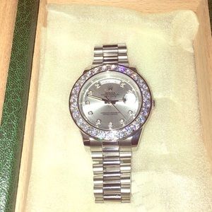 18k White Gold Lab Diamond Iced out Oyster Rolex